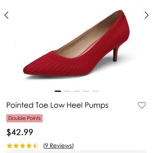 Cute comfortable knit red pumps. Pointed toe. Brand new, tried on once. Low heel